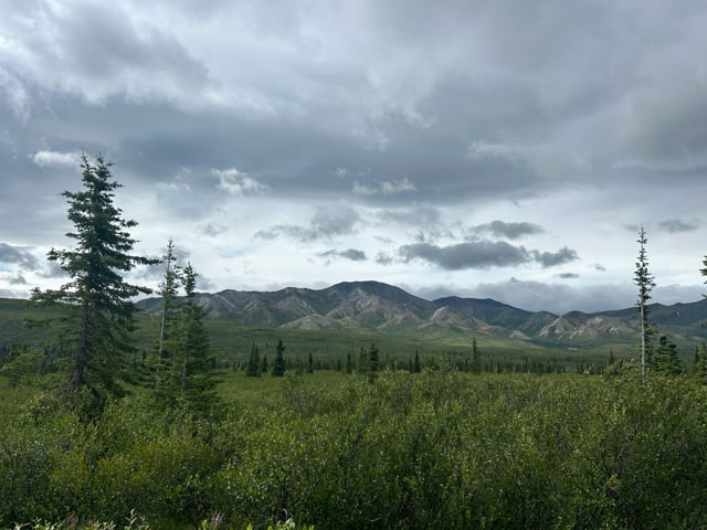 Cloudy mountain landscape near Denali in Alaska
