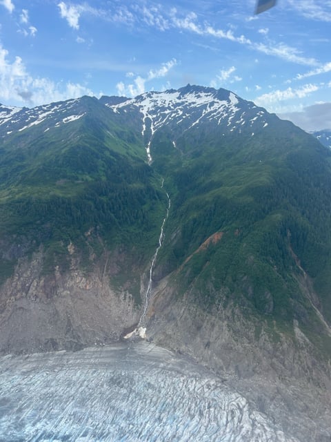 Glacier valley seen from a helicopter in Alaska