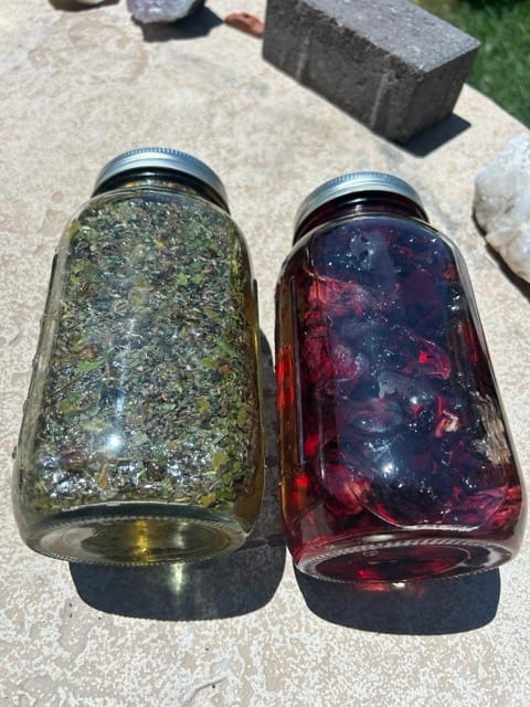 Two jars of preserved garden harvest