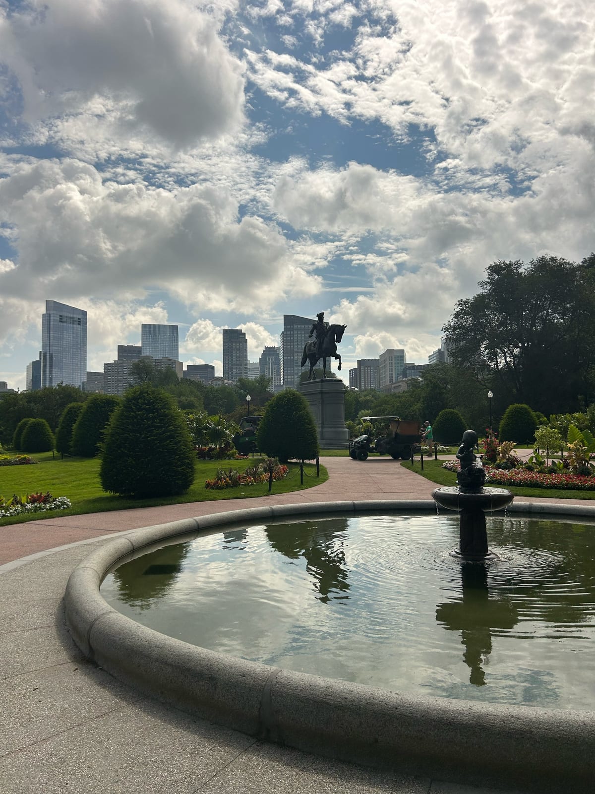 boston common lagoon skyline reflection in Massachusetts