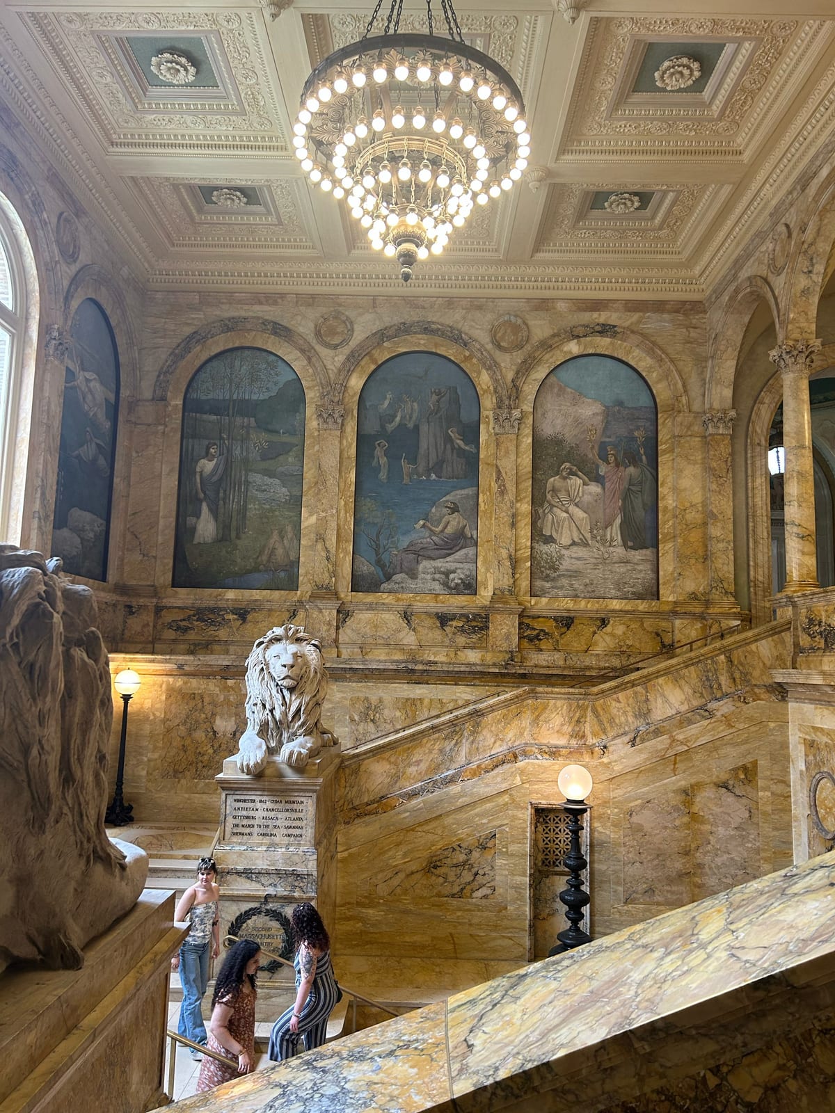 boston public library abbey room murals marble in Massachusetts