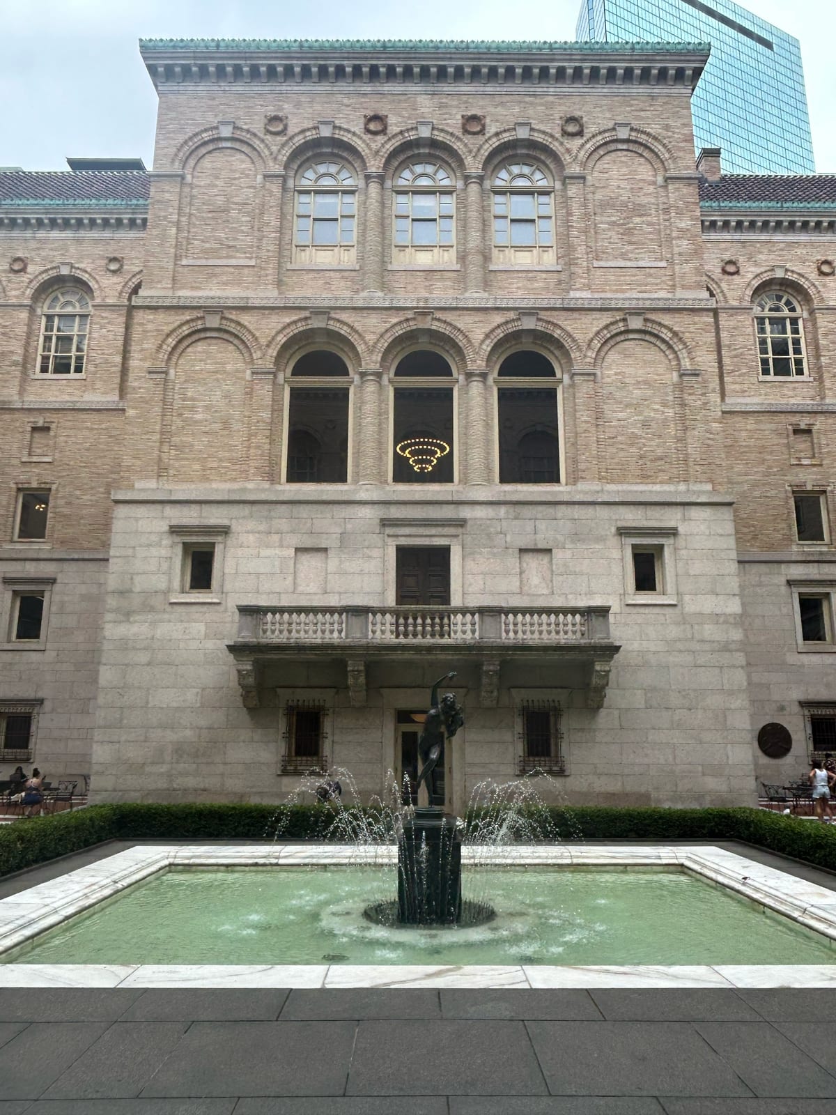 boston public library courtyard fountain statue in Massachusetts