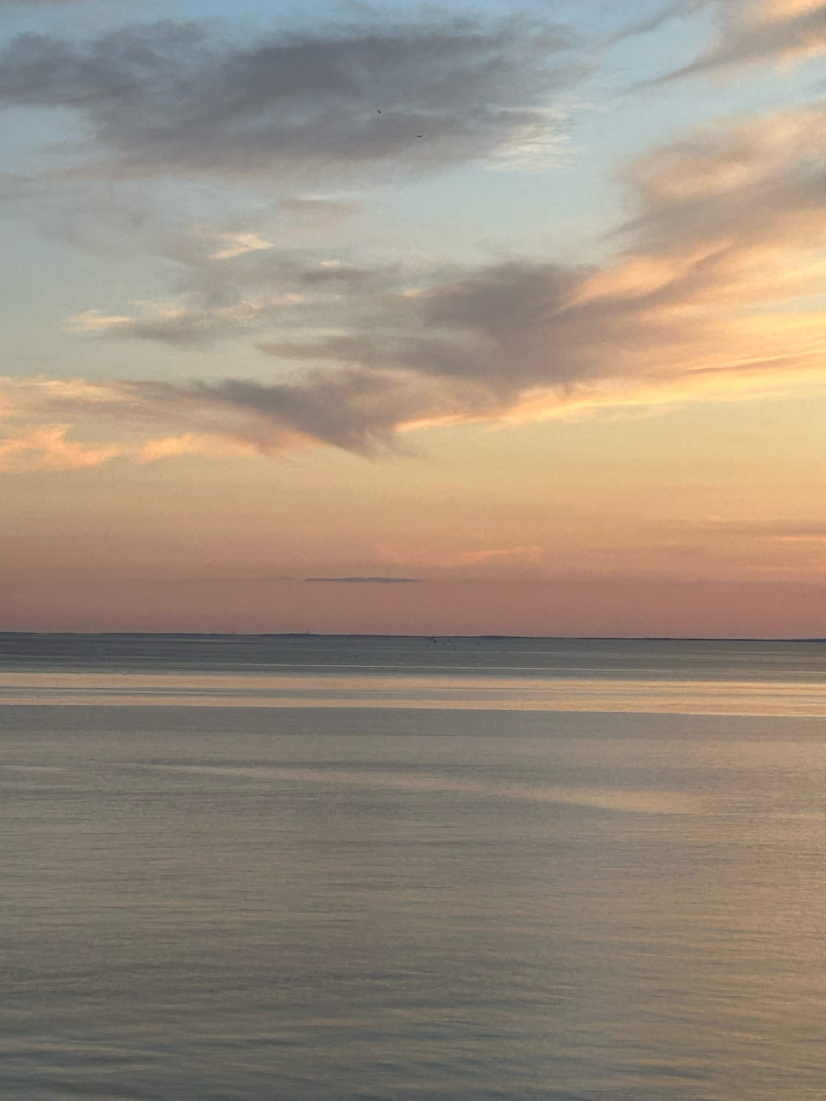 cape cod bay sunset pink clouds calm water in Massachusetts