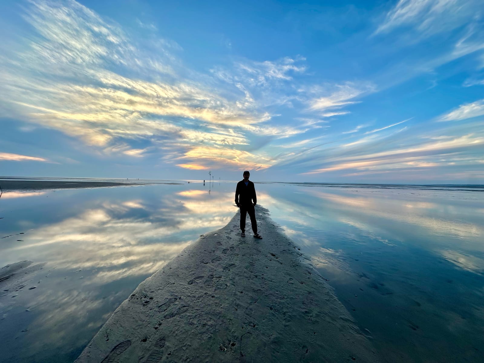 cape cod tidal flats sky reflection dramatic in Massachusetts