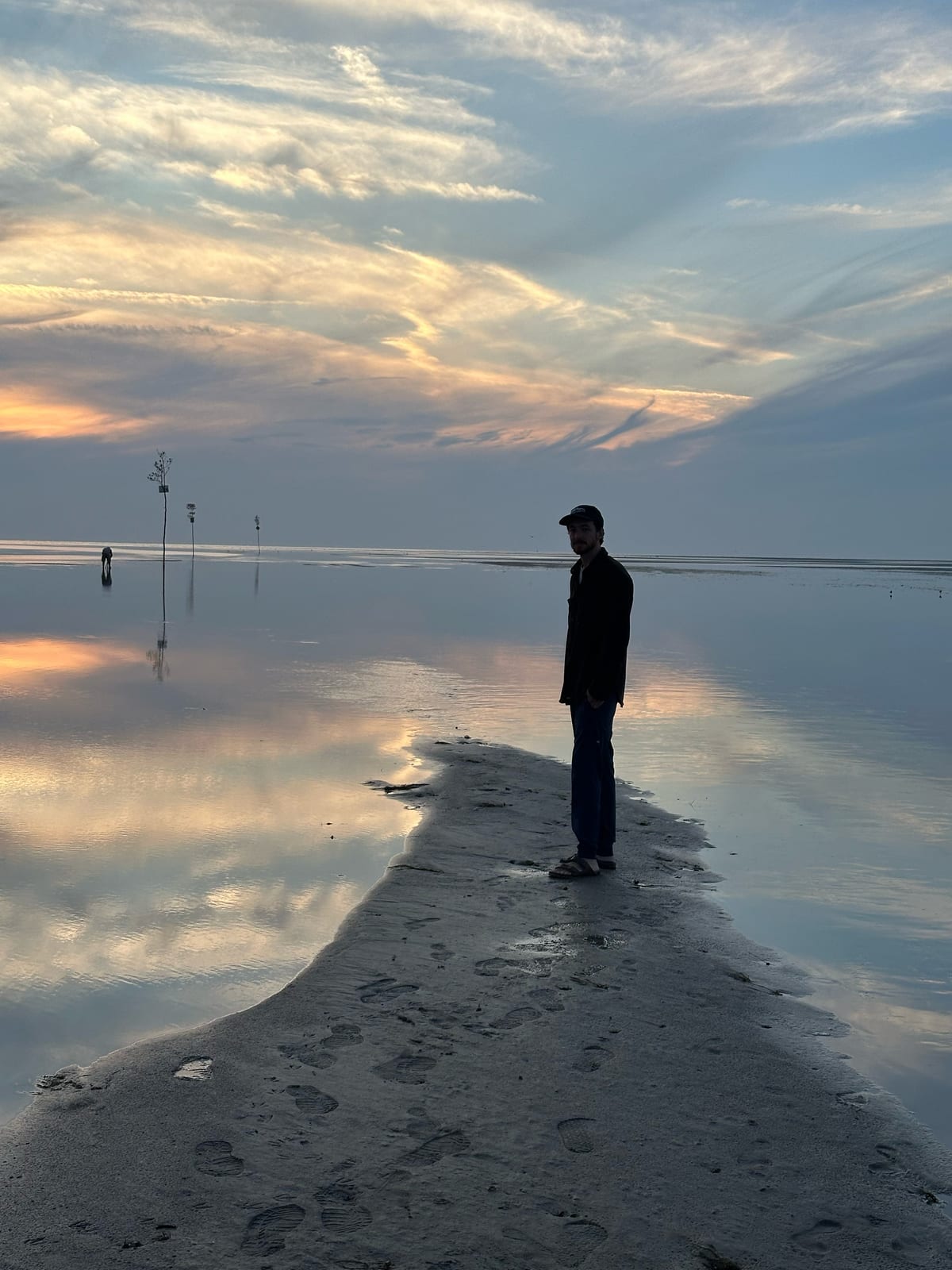 cape cod tidal flats sunset silhouette walking in Massachusetts