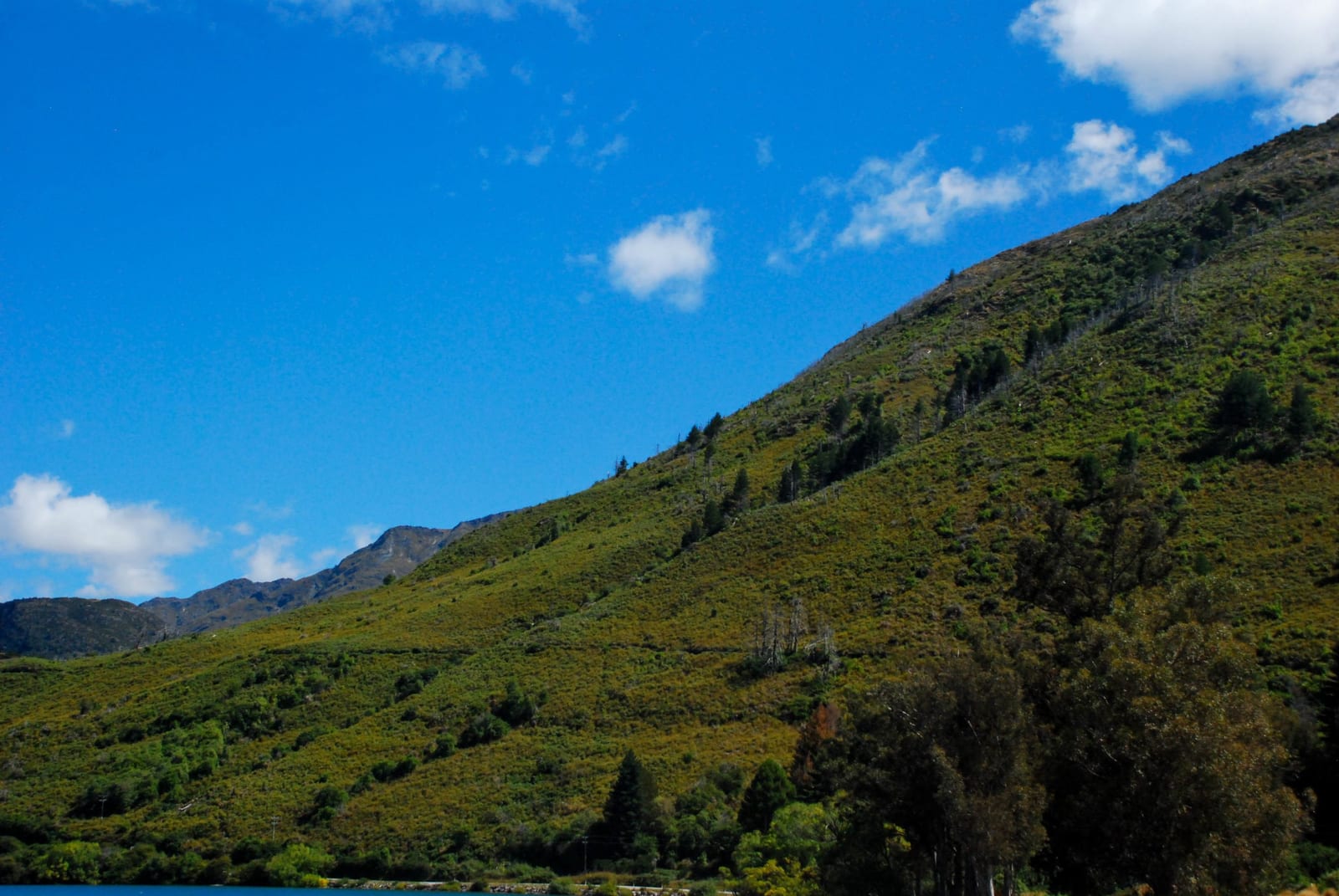 wide blue mountain landscape in New Zealand