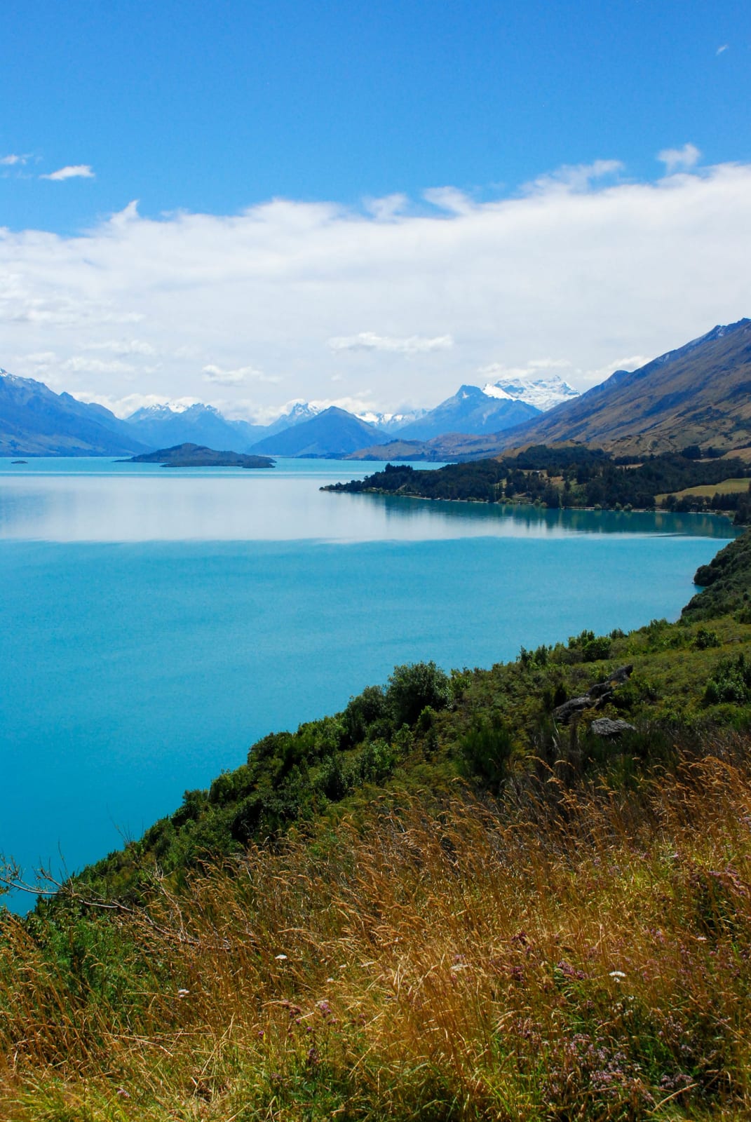 vertical blue mountain landscape under sky in New Zealand