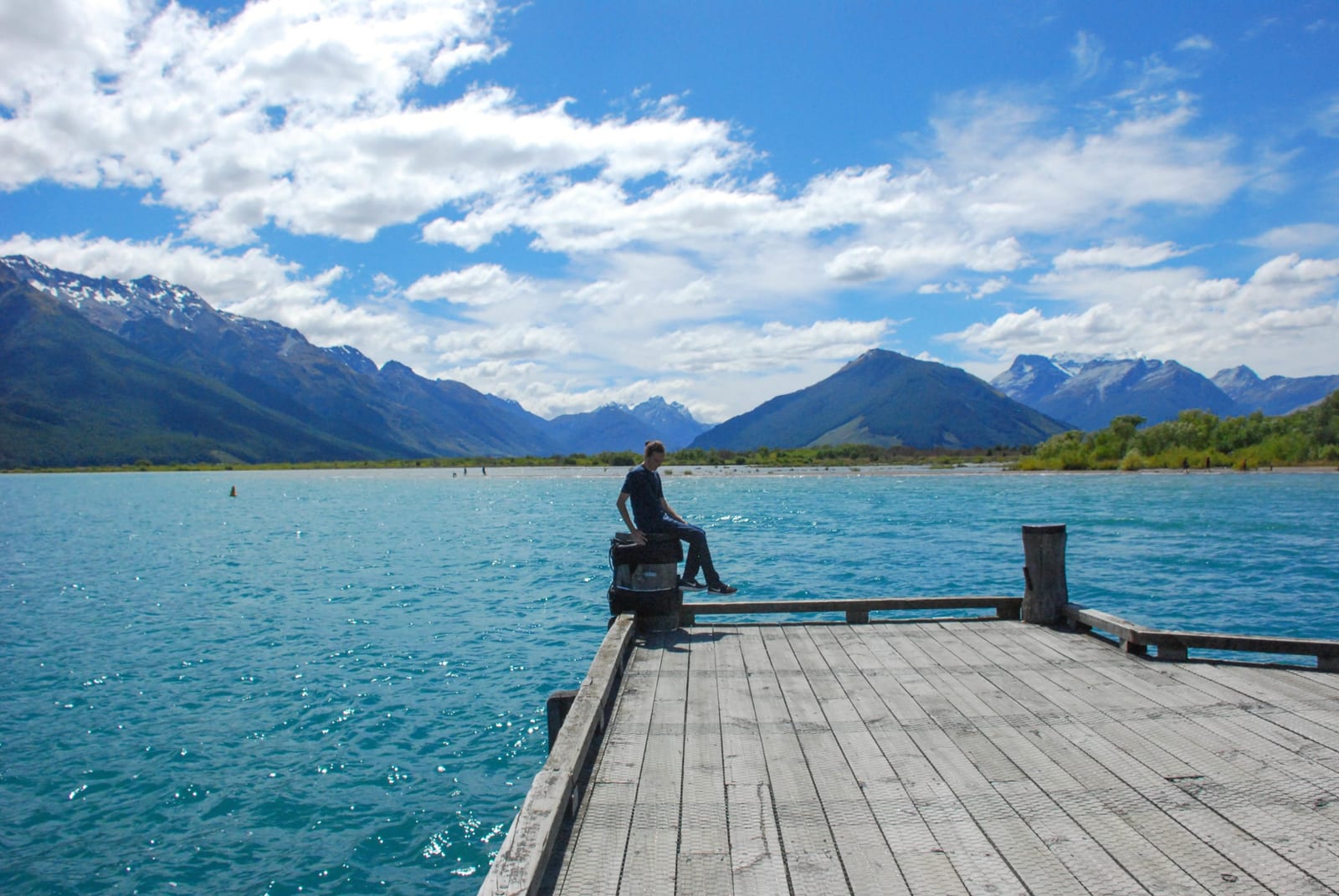 sky waterfront mountain landscape in New Zealand